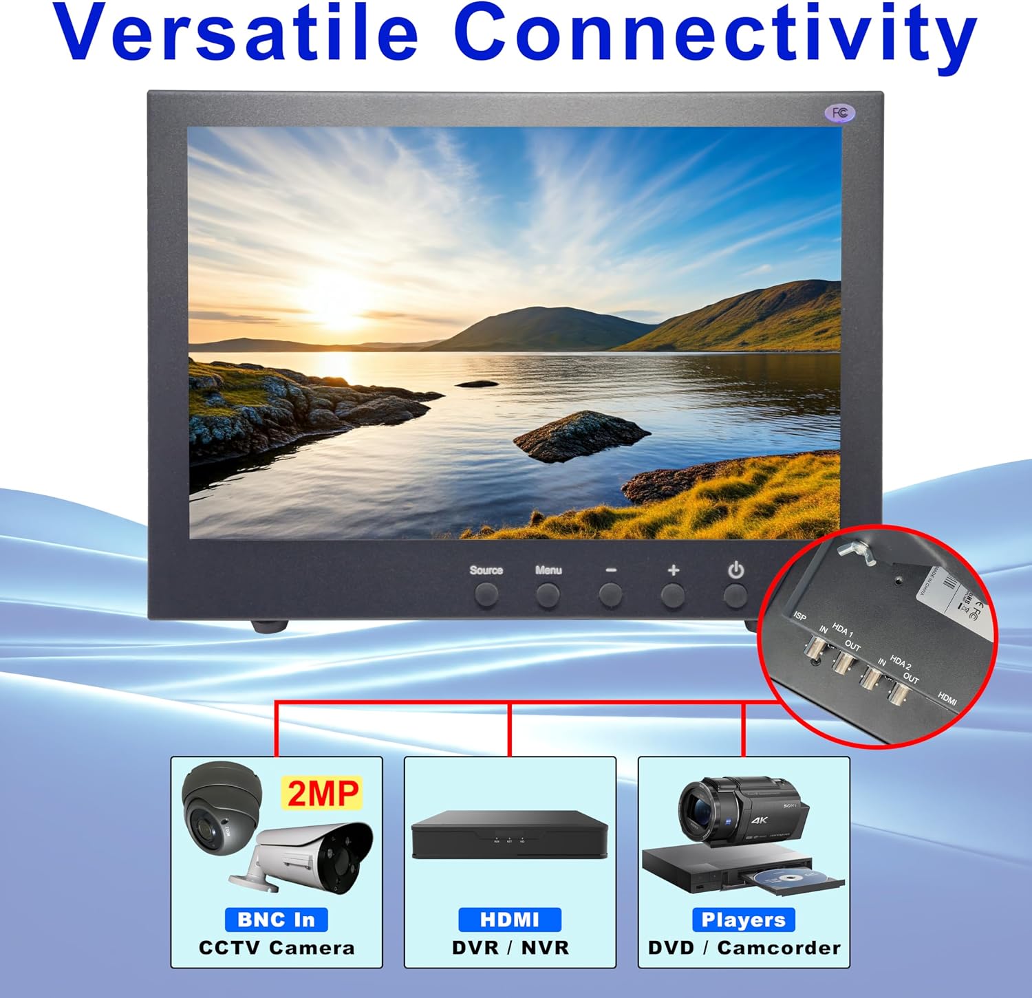 1stPV 10.1" Professional Security Monitor, 1080P, HDMI & 2xBNC in/Out