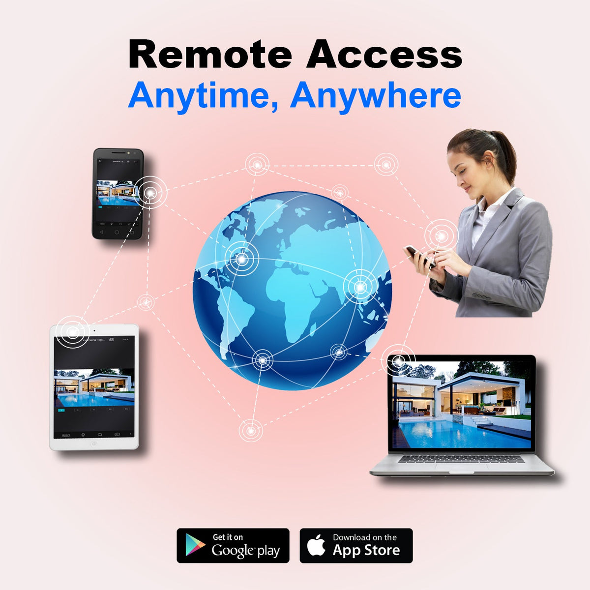 [1PV-NVR04U] 4CH Security System Hybrid HD H.265+/H.264 5in1 NVR, HD-TVI/CVI/AHD/IP, No HDD, 1080P HDMI/VGA Video Out, Phone APPs for Home & Office, Work w/ 5MP Lite Analog & 4MP IP Camera