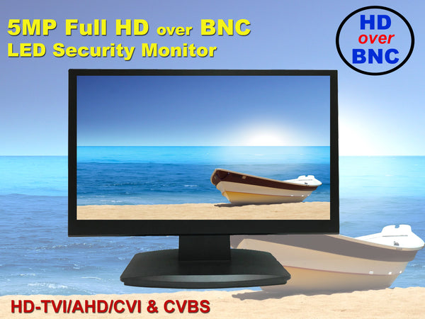 1stPV 23.6" Professional LED Security Monitor Analog HD 16:9, Work with HD-TVI, AHD, CVI & CVBS 1x HDMI & 2X BNC Inputs for CCTV DVR Home Office Surveillance System